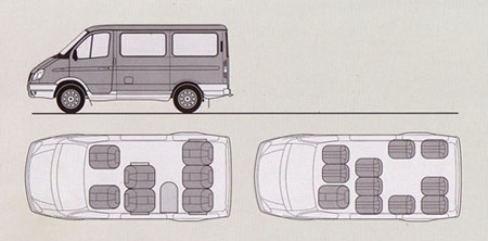 Схема расположения сидений в салоне ГАЗ-2217 