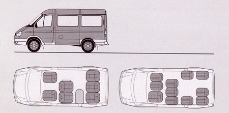 Схема расположения сидений в салоне ГАЗ-22171